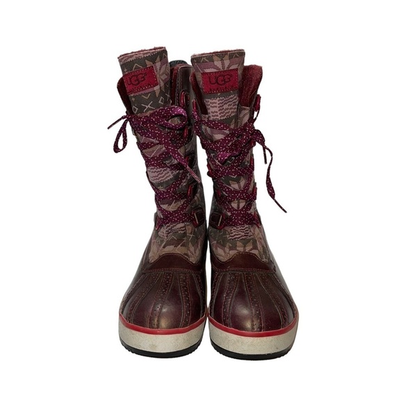 UGG Baroness Nordic Sugar Plum Burgundy Duck Boots Size 7 - Picture 6 of 8